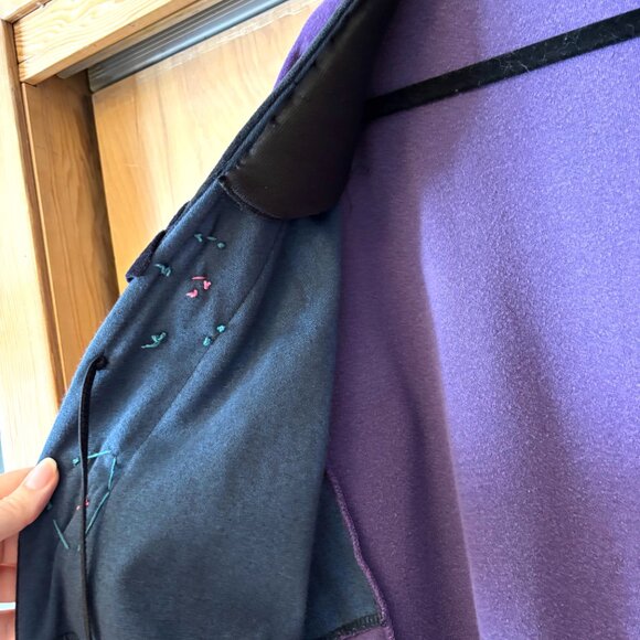 Purple Velvet Coat, Velvet Cardigan, 3D Flower Jacket, purple duster, Velour - Picture 7 of 11